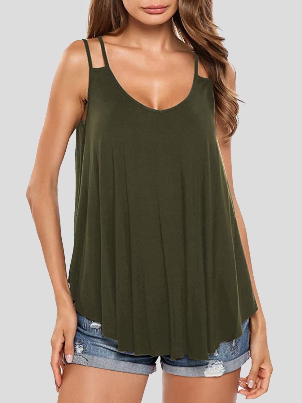 Elegant Double Sling Big Swing Women's Vest - Tank Tops - INS | Online Fashion Free Shipping Clothing, Dresses, Tops, Shoes - 10-20 - 14/07/2021 - color-apricot