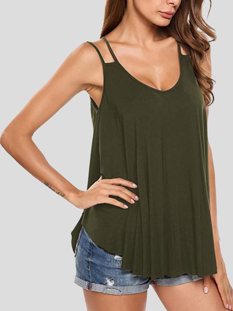 Elegant Double Sling Big Swing Women's Vest - Tank Tops - INS | Online Fashion Free Shipping Clothing, Dresses, Tops, Shoes - 10-20 - 14/07/2021 - color-apricot