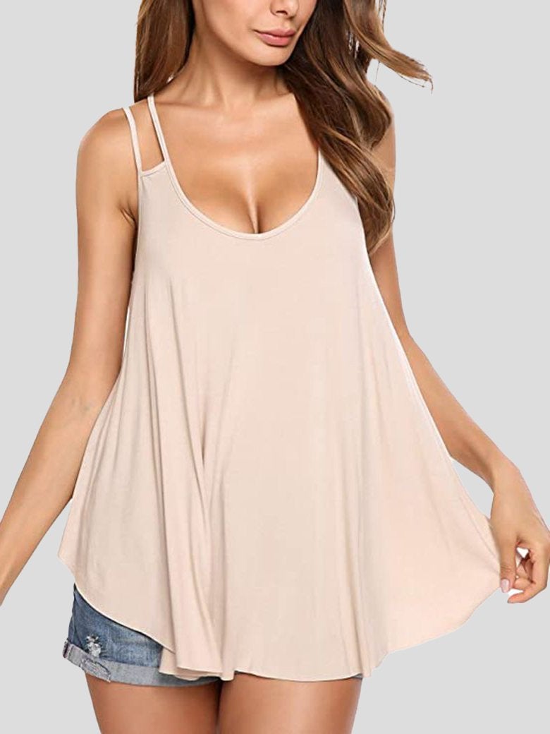 Elegant Double Sling Big Swing Women's Vest - Tank Tops - INS | Online Fashion Free Shipping Clothing, Dresses, Tops, Shoes - 10-20 - 14/07/2021 - color-apricot