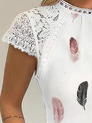 Elegant Lace Round Neck Short Sleeve Top - T-shirts - INS | Online Fashion Free Shipping Clothing, Dresses, Tops, Shoes - 10-20 - 29/06/2021 - color-white
