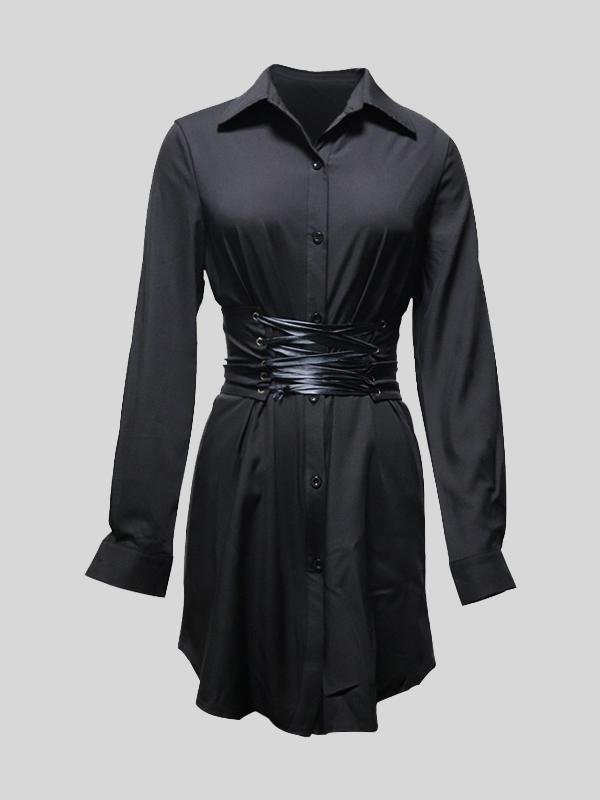 Elegant Lapel Solid Color Dress - Mini Dresses - INS | Online Fashion Free Shipping Clothing, Dresses, Tops, Shoes - 17/06/2021 - 30-40 - color-apricot