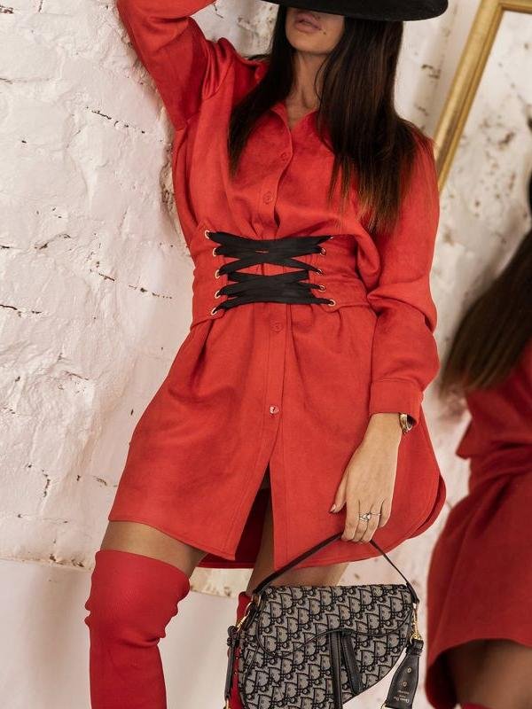 Elegant Lapel Solid Color Dress - Mini Dresses - INS | Online Fashion Free Shipping Clothing, Dresses, Tops, Shoes - 17/06/2021 - 30-40 - color-apricot