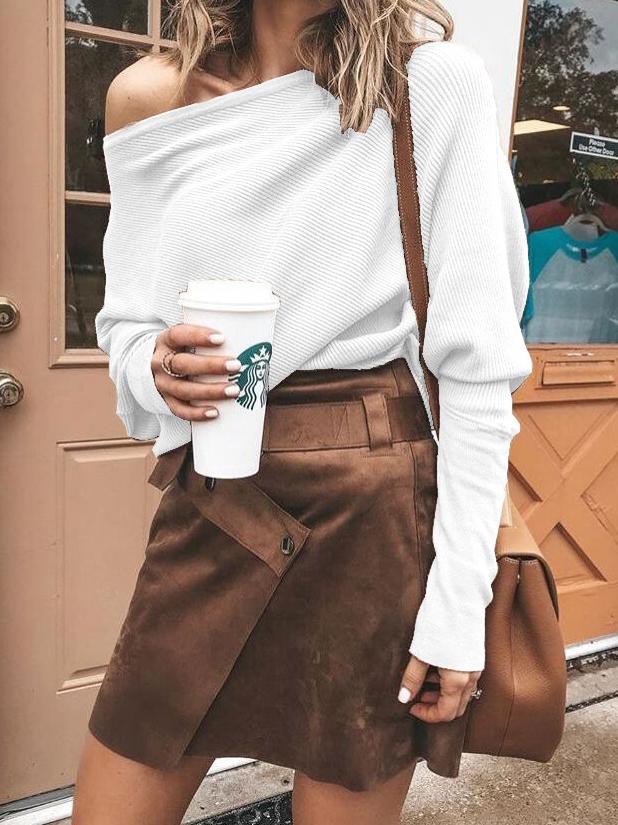 Elegant One-shoulder Bat Sleeve T-shirt - T-shirts - INS | Online Fashion Free Shipping Clothing, Dresses, Tops, Shoes - 10-20 - 21/06/2021 - color-black