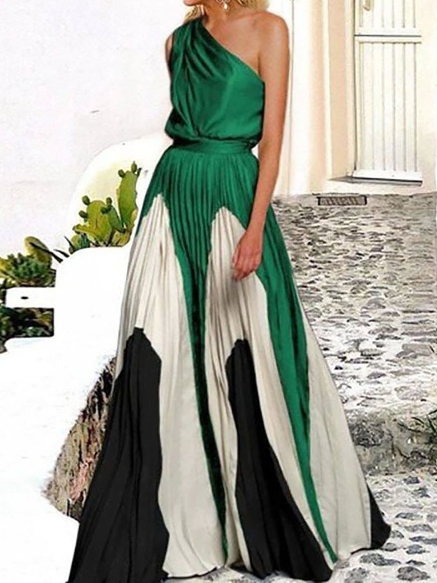 Elegant One Shoulder Colorblock A Line Prom Dress - Prom Dresses - INS | Online Fashion Free Shipping Clothing, Dresses, Tops, Shoes - 13/05/2021 - 13052021 - 130521