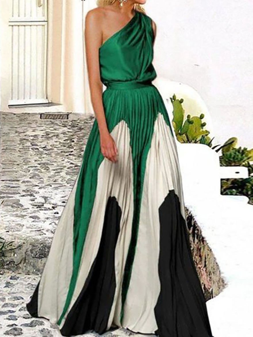 Elegant One Shoulder Colorblock A Line Prom Dress - Prom Dresses - INS | Online Fashion Free Shipping Clothing, Dresses, Tops, Shoes - 13/05/2021 - 13052021 - 130521