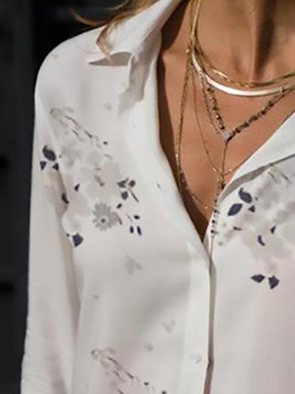 Elegant Slim Print Long-sleeved Lapel Shirt - Blouses - INS | Online Fashion Free Shipping Clothing, Dresses, Tops, Shoes - 10-20 - 19/07/2021 - BLO2107191204
