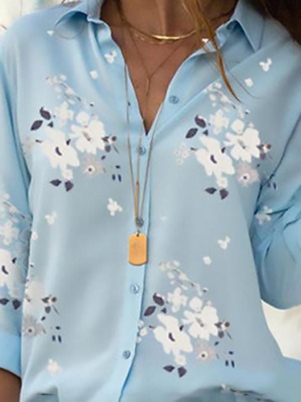 Elegant Slim Print Long-sleeved Lapel Shirt - Blouses - INS | Online Fashion Free Shipping Clothing, Dresses, Tops, Shoes - 10-20 - 19/07/2021 - BLO2107191204