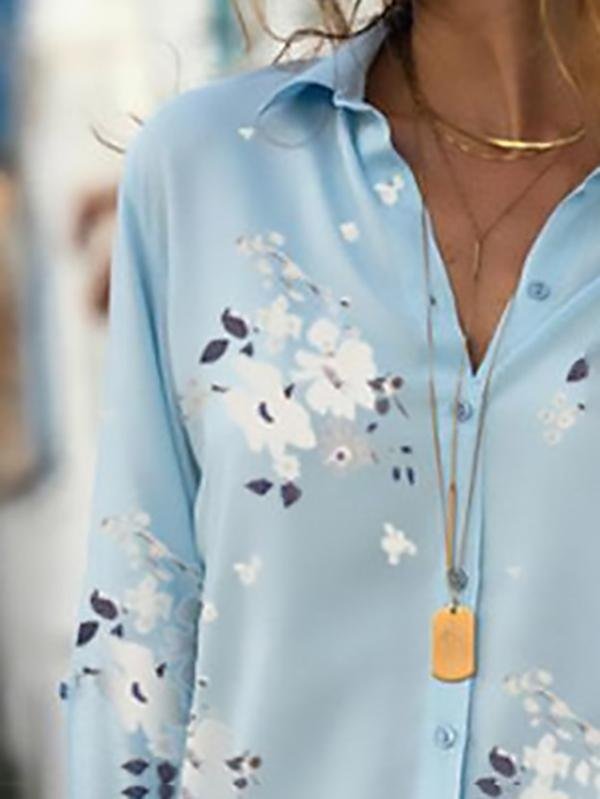 Elegant Slim Print Long-sleeved Lapel Shirt - Blouses - INS | Online Fashion Free Shipping Clothing, Dresses, Tops, Shoes - 10-20 - 19/07/2021 - BLO2107191204