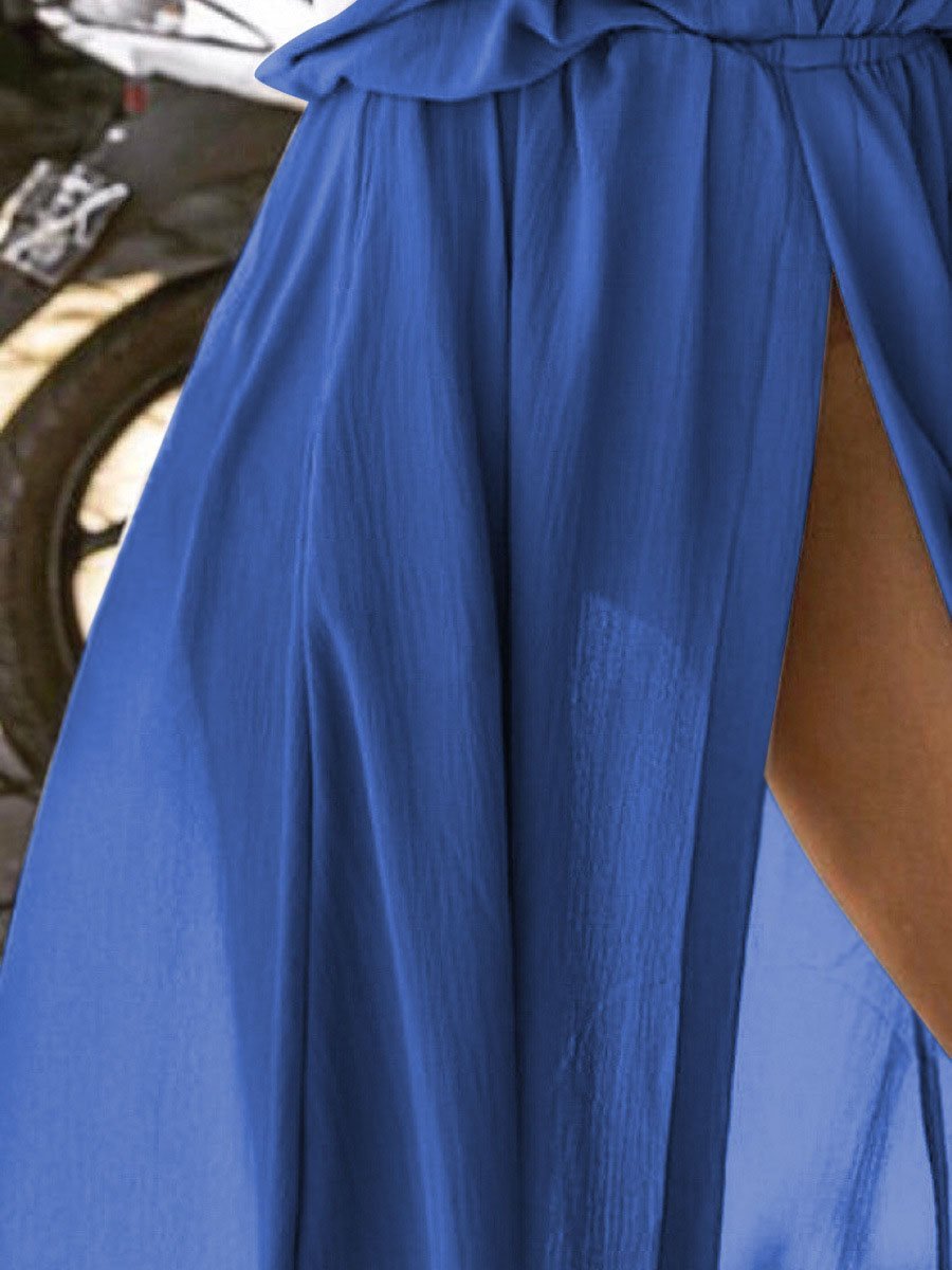 Elegant Solid Deep V Neck Split Dress - Maxi Dresses - INS | Online Fashion Free Shipping Clothing, Dresses, Tops, Shoes - 20-30 - 28/06/2021 - color-black