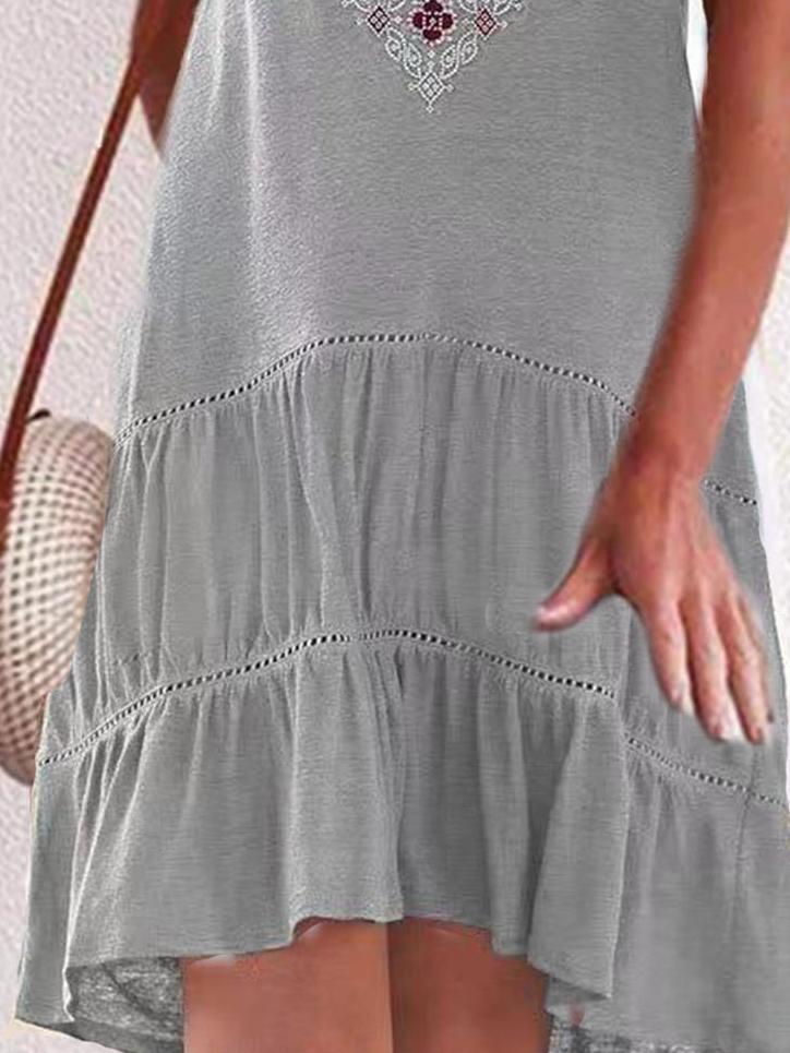 Embroidered Big Swing Vest Stitching Dress - Mini Dresses - INS | Online Fashion Free Shipping Clothing, Dresses, Tops, Shoes - 17/06/2021 - 20-30 - color-gray