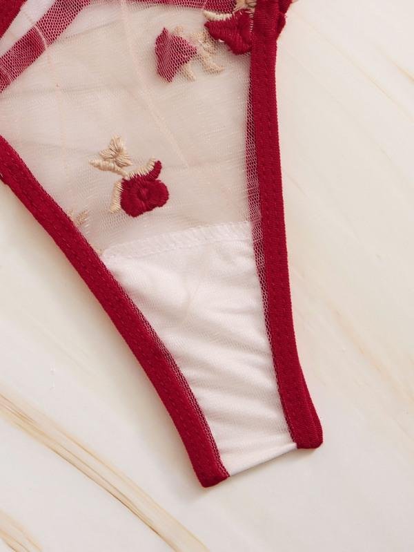Embroidered Mesh Cut-out Sheer Lingerie Set - INS | Online Fashion Free Shipping Clothing, Dresses, Tops, Shoes