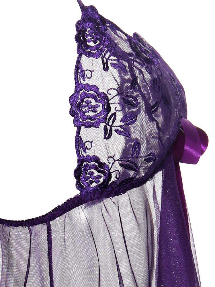 Embroidered V-neck Suspender Skirt - Lingerie - INS | Online Fashion Free Shipping Clothing, Dresses, Tops, Shoes - 07/06/2021 - Color_Purple - LIN2106030010