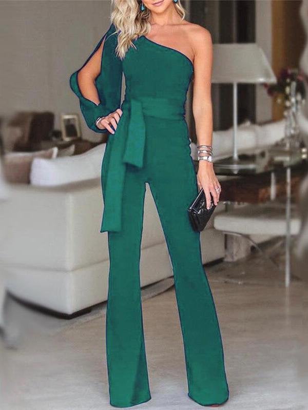 Enticing Endeavors One Shoulder Jumpsuit - Jumpsuits - INS | Online Fashion Free Shipping Clothing, Dresses, Tops, Shoes - 24/05/2021 - Color_Black - Color_Green