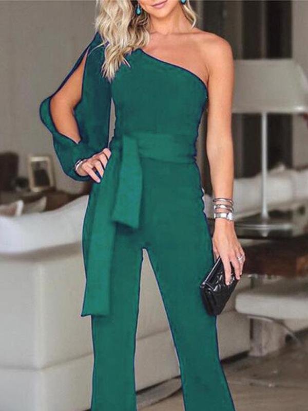 Enticing Endeavors One Shoulder Jumpsuit - Jumpsuits - INS | Online Fashion Free Shipping Clothing, Dresses, Tops, Shoes - 24/05/2021 - Color_Black - Color_Green
