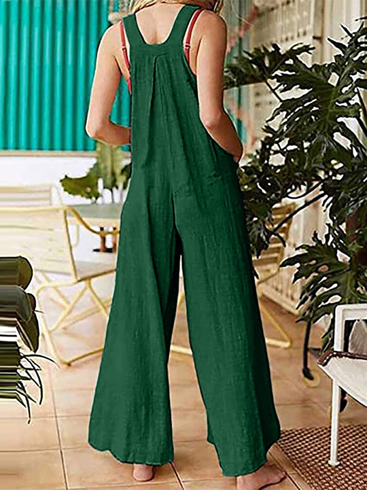 Ethnic Style Solid Button Suspender Jumpsuit - Jumpsuit & Rompers - INS | Online Fashion Free Shipping Clothing, Dresses, Tops, Shoes - 09/07/2021 - 20-30 - Bottoms