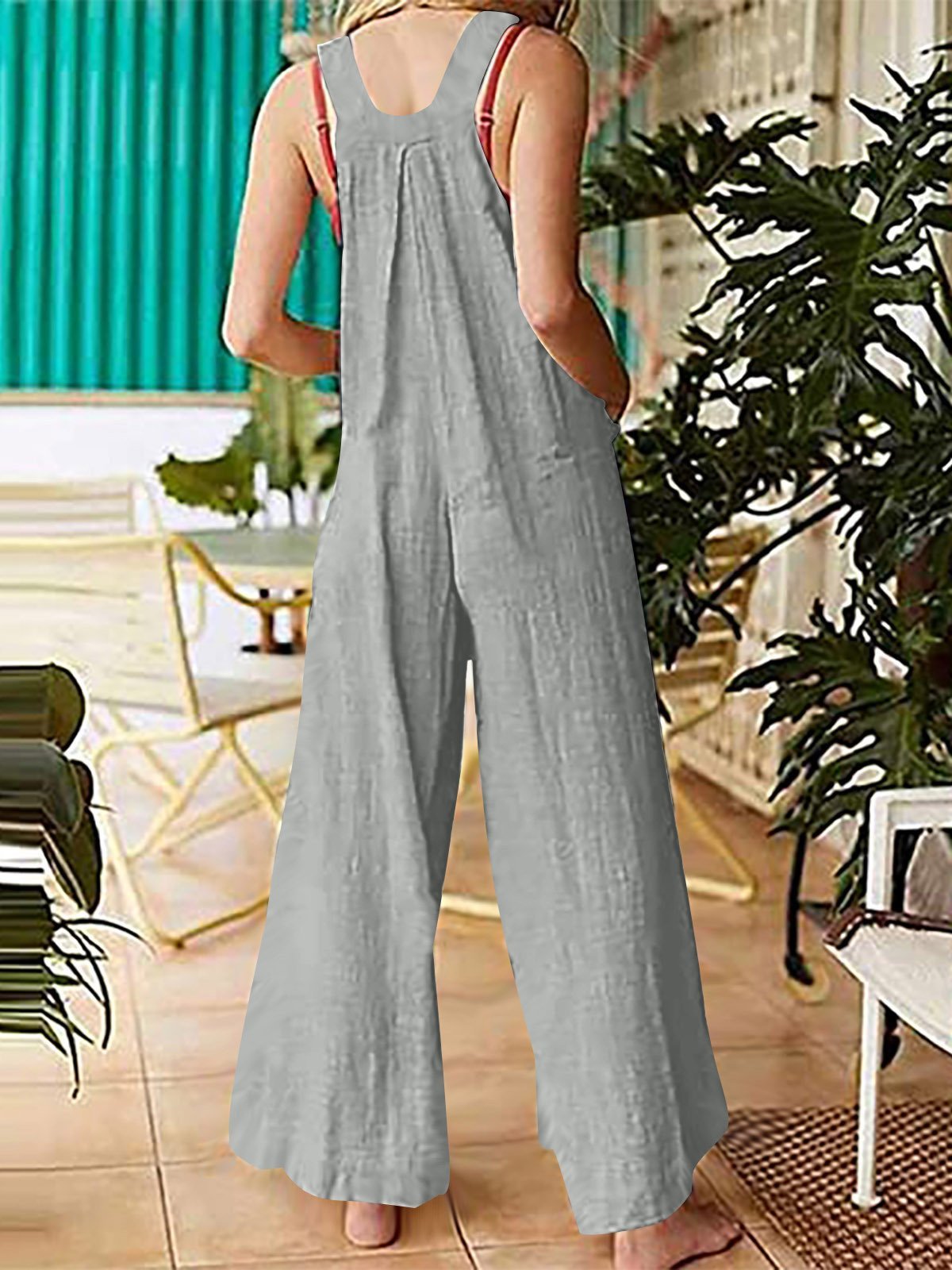 Ethnic Style Solid Button Suspender Jumpsuit - Jumpsuit & Rompers - INS | Online Fashion Free Shipping Clothing, Dresses, Tops, Shoes - 09/07/2021 - 20-30 - Bottoms