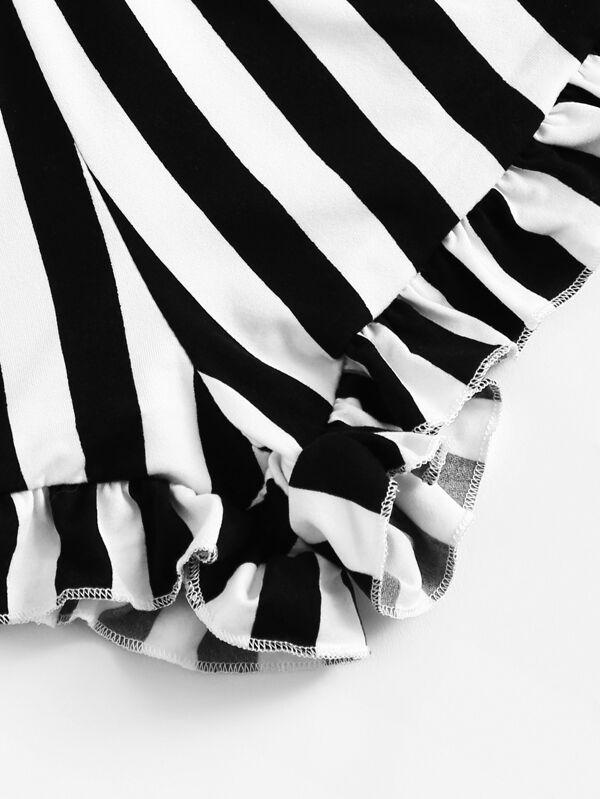 Eye and Letter Graphic Top & Ruffle Striped Shorts PJ Set - INS | Online Fashion Free Shipping Clothing, Dresses, Tops, Shoes