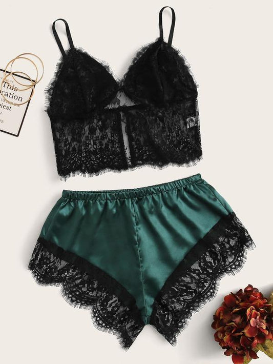Eyelash Floral Lace Lingerie Set - INS | Online Fashion Free Shipping Clothing, Dresses, Tops, Shoes