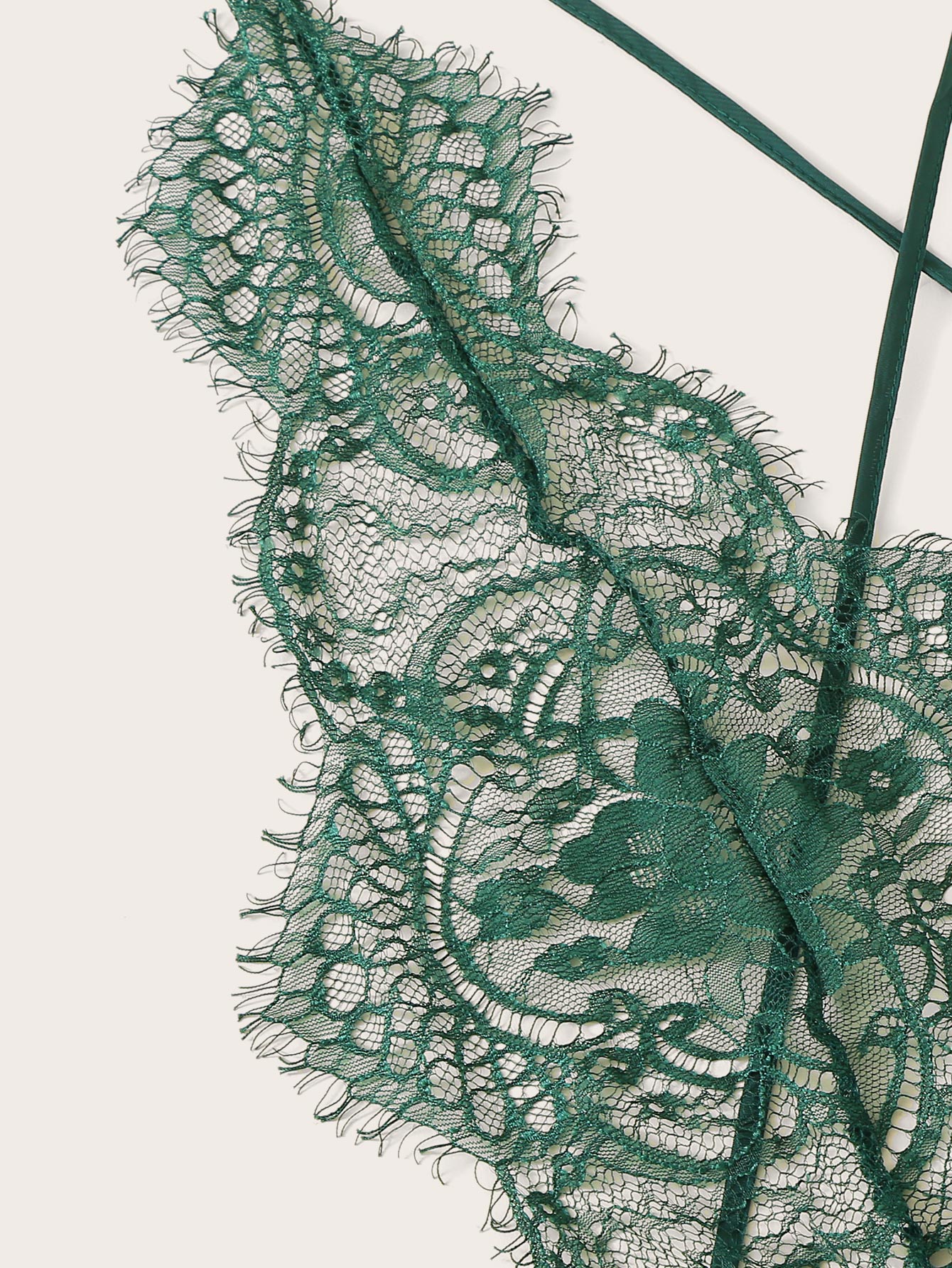 Eyelash Lace Plunging Sleep Romper - INS | Online Fashion Free Shipping Clothing, Dresses, Tops, Shoes