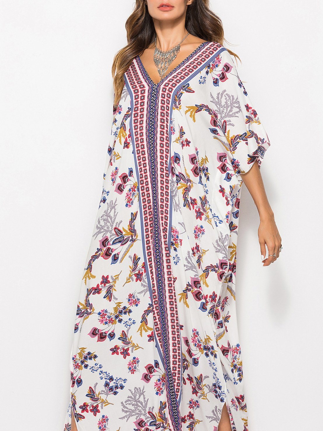 Fashion Bat Sleeve V-neck Long Dress - Maxi Dresses - INS | Online Fashion Free Shipping Clothing, Dresses, Tops, Shoes - 24/06/2021 - 30-40 - color-green