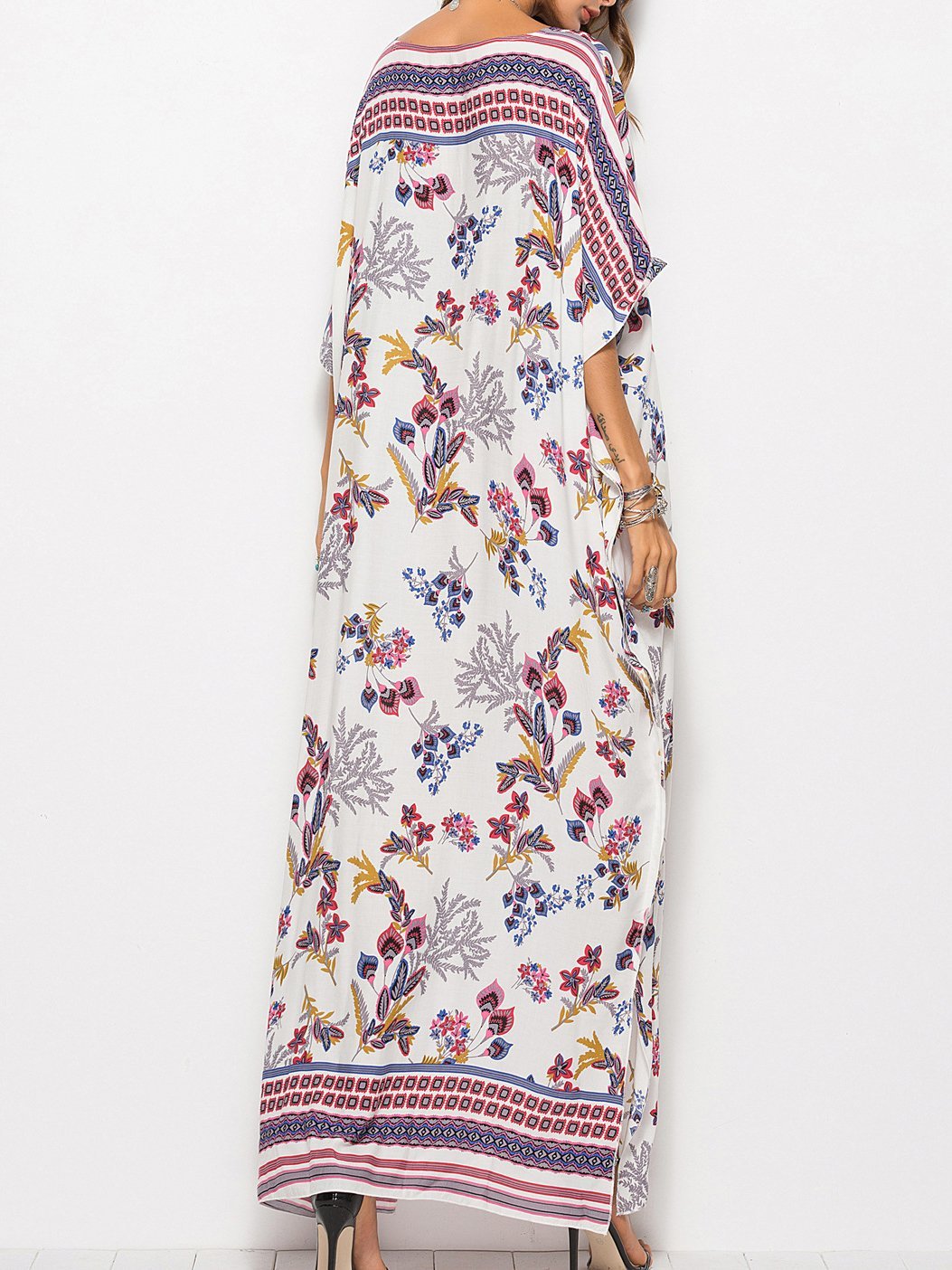 Fashion Bat Sleeve V-neck Long Dress - Maxi Dresses - INS | Online Fashion Free Shipping Clothing, Dresses, Tops, Shoes - 24/06/2021 - 30-40 - color-green