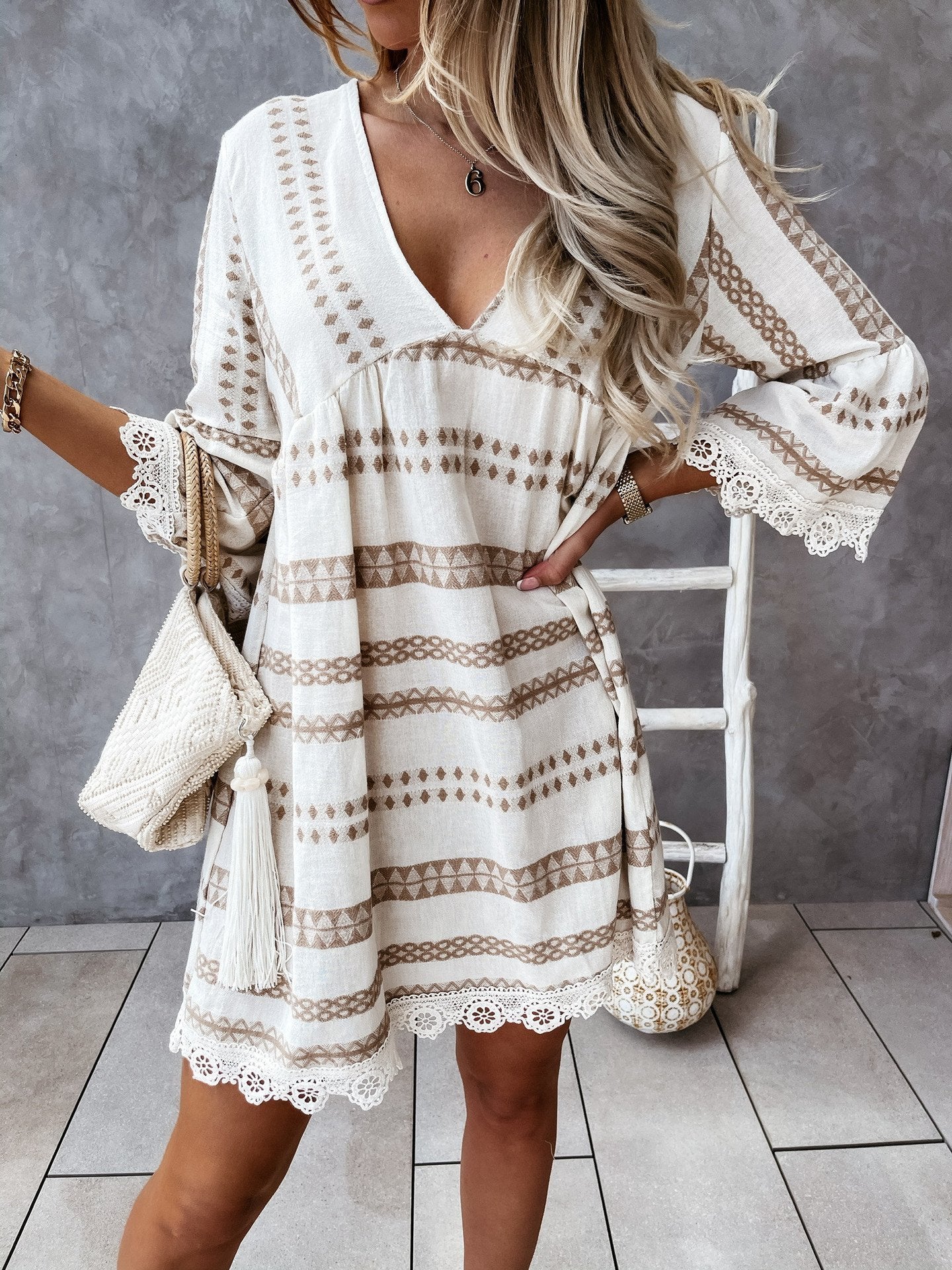 Fashion Deep V Neck Long Sleeve Mini Dress - Mini Dresses - INS | Online Fashion Free Shipping Clothing, Dresses, Tops, Shoes - 24/05/2021 - Color_Apricot - Color_Black