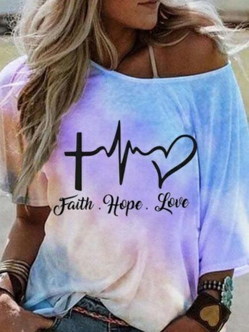 Fashion Gradient Color Letter Print Loose T-shirt - T-Shirts - INS | Online Fashion Free Shipping Clothing, Dresses, Tops, Shoes - 05/06/2021 - Color_Blue - Color_Pink