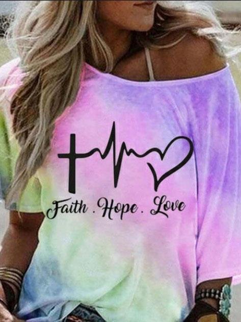Fashion Gradient Color Letter Print Loose T-shirt - T-Shirts - INS | Online Fashion Free Shipping Clothing, Dresses, Tops, Shoes - 05/06/2021 - Color_Blue - Color_Pink