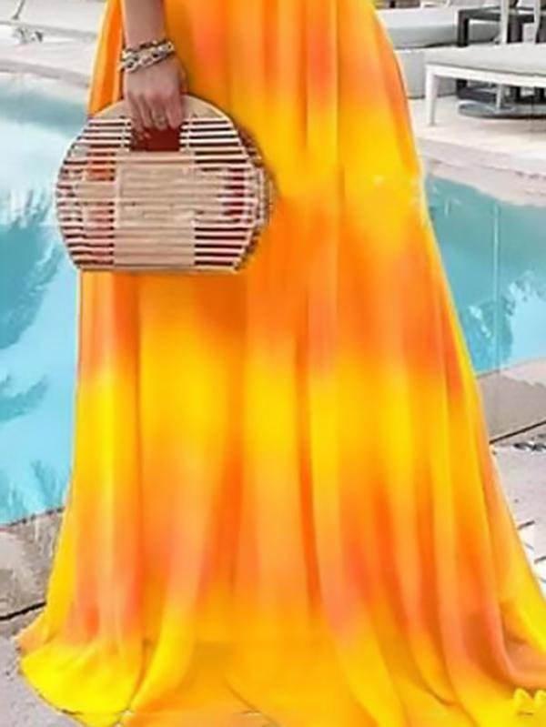 Fashion Gradient Color Print Beach Style Long Dress - Maxi Dresses - INS | Online Fashion Free Shipping Clothing, Dresses, Tops, Shoes - 19/07/2021 - 30-40 - color-blue