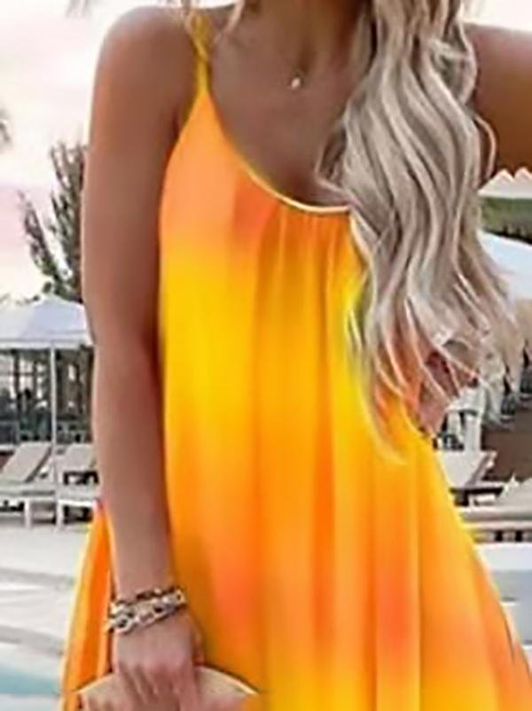 Fashion Gradient Color Print Beach Style Long Dress - Maxi Dresses - INS | Online Fashion Free Shipping Clothing, Dresses, Tops, Shoes - 19/07/2021 - 30-40 - color-blue