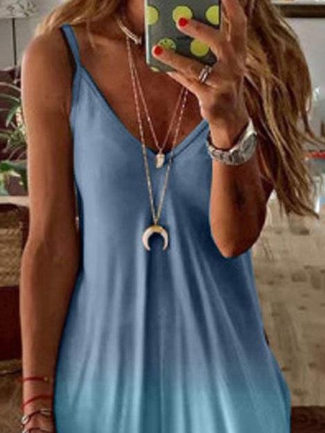 Fashion Gradient V Neck Wide-leg Suspender Jumpsuits - Jumpsuits & Rompers - INS | Online Fashion Free Shipping Clothing, Dresses, Tops, Shoes - 06/07/2021 - 20-30 - Bottoms