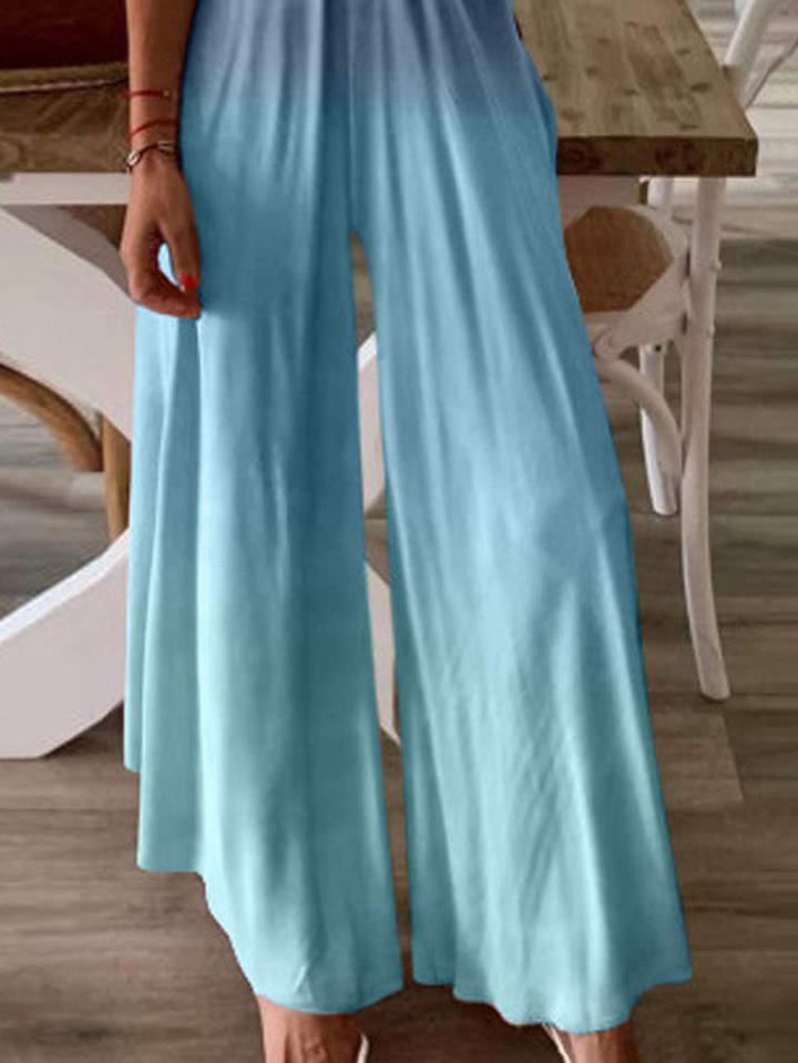 Fashion Gradient V Neck Wide-leg Suspender Jumpsuits - Jumpsuits & Rompers - INS | Online Fashion Free Shipping Clothing, Dresses, Tops, Shoes - 06/07/2021 - 20-30 - Bottoms