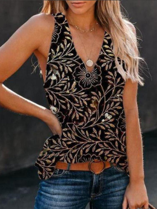 Fashion Halter Print Sleeveless Vest - Tank Tops - INS | Online Fashion Free Shipping Clothing, Dresses, Tops, Shoes - 10-20 - 18/06/2021 - color-black