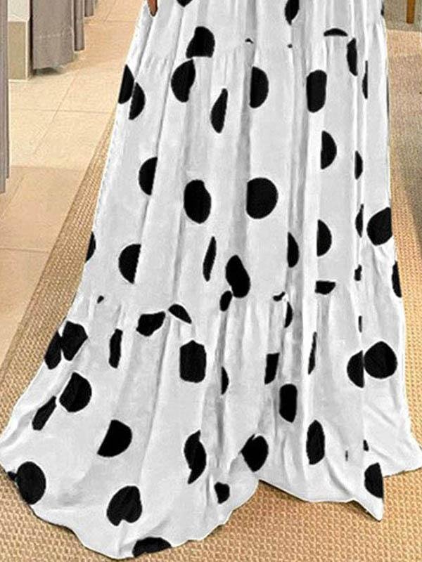 Fashion Halter Tie Printed Maxi Dress - Maxi Dresses - INS | Online Fashion Free Shipping Clothing, Dresses, Tops, Shoes - 09/06/2021 - Color_Black - Color_White