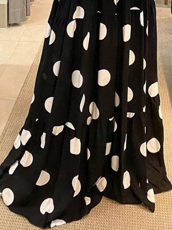Fashion Halter Tie Printed Maxi Dress - Maxi Dresses - INS | Online Fashion Free Shipping Clothing, Dresses, Tops, Shoes - 09/06/2021 - Color_Black - Color_White