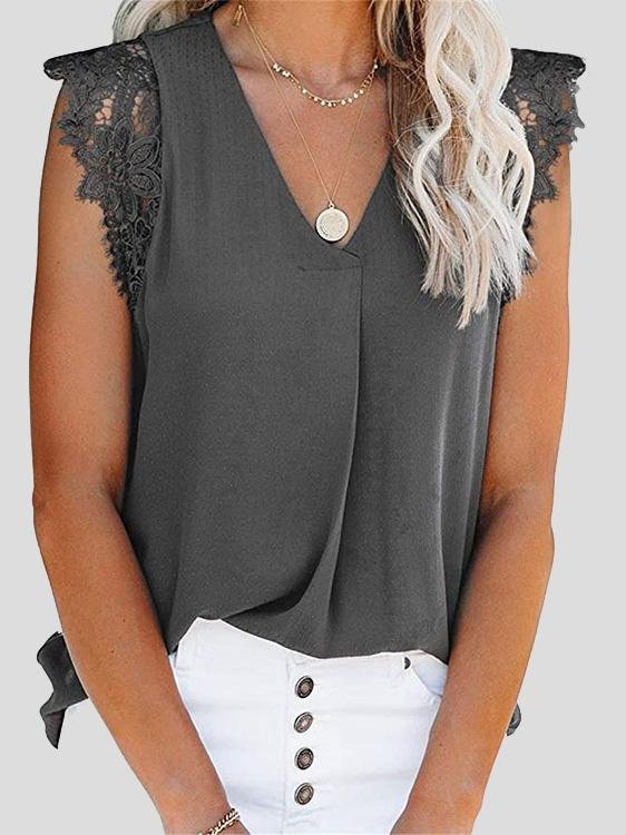 Fashion Lace Stitching Sleeveless Tank Tops - Tank Tops - INS | Online Fashion Free Shipping Clothing, Dresses, Tops, Shoes - 20-30 - 21/07/2021 - Category_Tank Tops