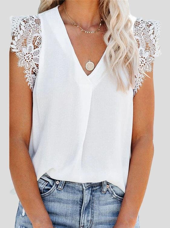 Fashion Lace Stitching Sleeveless Tank Tops - Tank Tops - INS | Online Fashion Free Shipping Clothing, Dresses, Tops, Shoes - 20-30 - 21/07/2021 - Category_Tank Tops