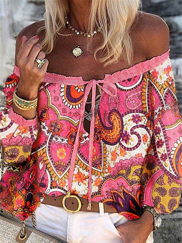 Fashion Off-shoulder Long-sleeved Chiffon Shirt - Blouses - INS | Online Fashion Free Shipping Clothing, Dresses, Tops, Shoes - 05/06/2021 - BLO2106050014 - Blouses