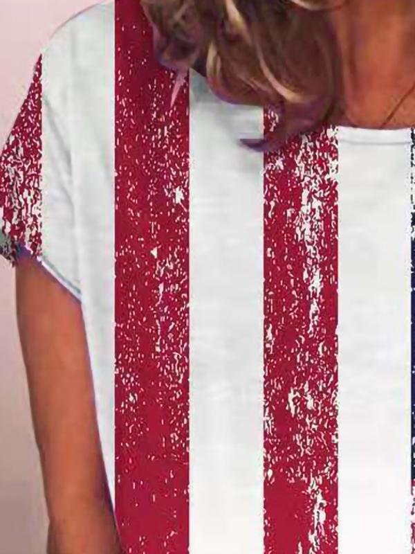 Fashion Personality Printed Short-sleeved T-shirt - T-shirts - INS | Online Fashion Free Shipping Clothing, Dresses, Tops, Shoes - 01/06/2021 - Color_Blue - Color_Red