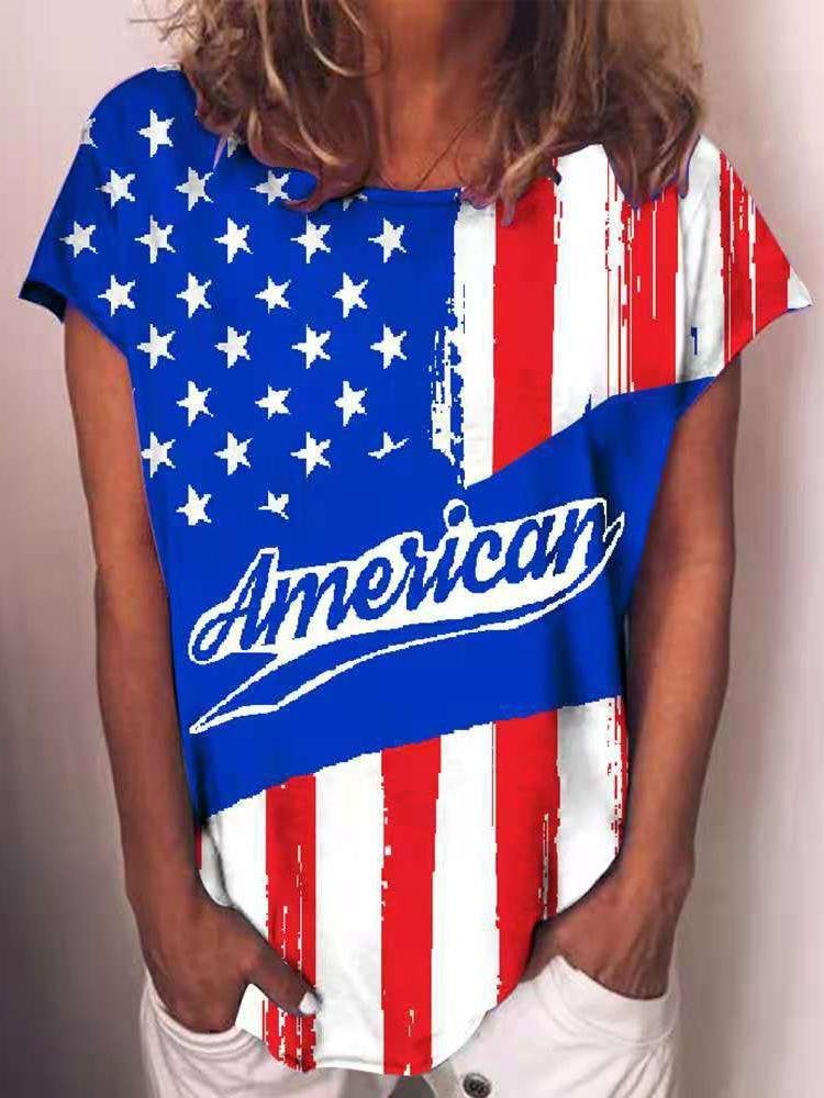 Fashion Personality Printed Short-sleeved T-shirt - T-shirts - INS | Online Fashion Free Shipping Clothing, Dresses, Tops, Shoes - 01/06/2021 - Color_Blue - Color_Red