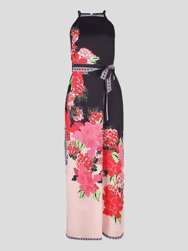 Fashion Printed High-waist Lace-up Halter Dress - Maxi Dresses - INS | Online Fashion Free Shipping Clothing, Dresses, Tops, Shoes - 27/07/2021 - 30-40 - color-red