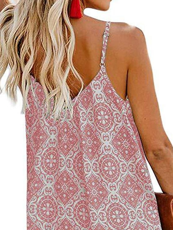 Fashion Printed Suspender V-neck Tank Tops - Tank Tops - INS | Online Fashion Free Shipping Clothing, Dresses, Tops, Shoes - 19/05/2021 - Color_Blue - Color_Pink