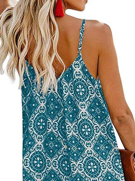 Fashion Printed Suspender V-neck Tank Tops - Tank Tops - INS | Online Fashion Free Shipping Clothing, Dresses, Tops, Shoes - 19/05/2021 - Color_Blue - Color_Pink