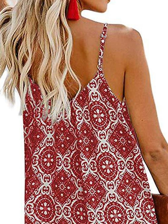 Fashion Printed Suspender V-neck Tank Tops - Tank Tops - INS | Online Fashion Free Shipping Clothing, Dresses, Tops, Shoes - 19/05/2021 - Color_Blue - Color_Pink