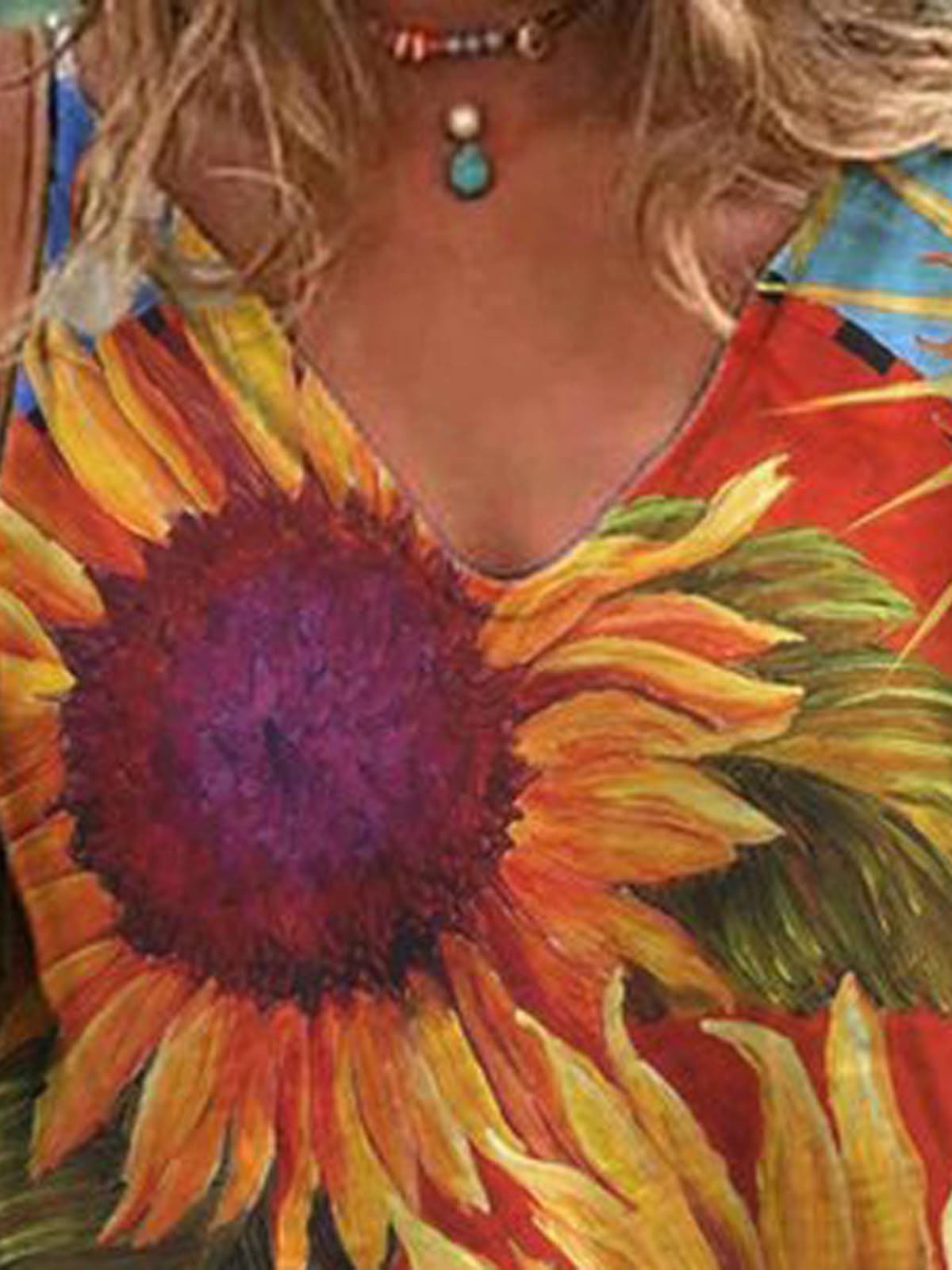 Fashion Printed V-neck Short-sleeved T-shirt - T-shirts - INS | Online Fashion Free Shipping Clothing, Dresses, Tops, Shoes - 08/06/2021 - Color_Blue - Color_Purple