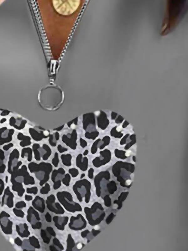 Fashion Short-sleeved Heart Printed T-shirt - T-shirts - INS | Online Fashion Free Shipping Clothing, Dresses, Tops, Shoes - 04/06/2021 - Color_Gray - LXQ