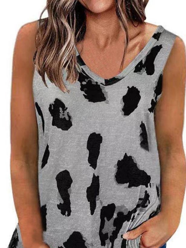 Fashion Solid Spot Print V-neck Top - INS | Online Fashion Free Shipping Clothing, Dresses, Tops, Shoes - 19/05/2021 - Color_Black - Color_Gray
