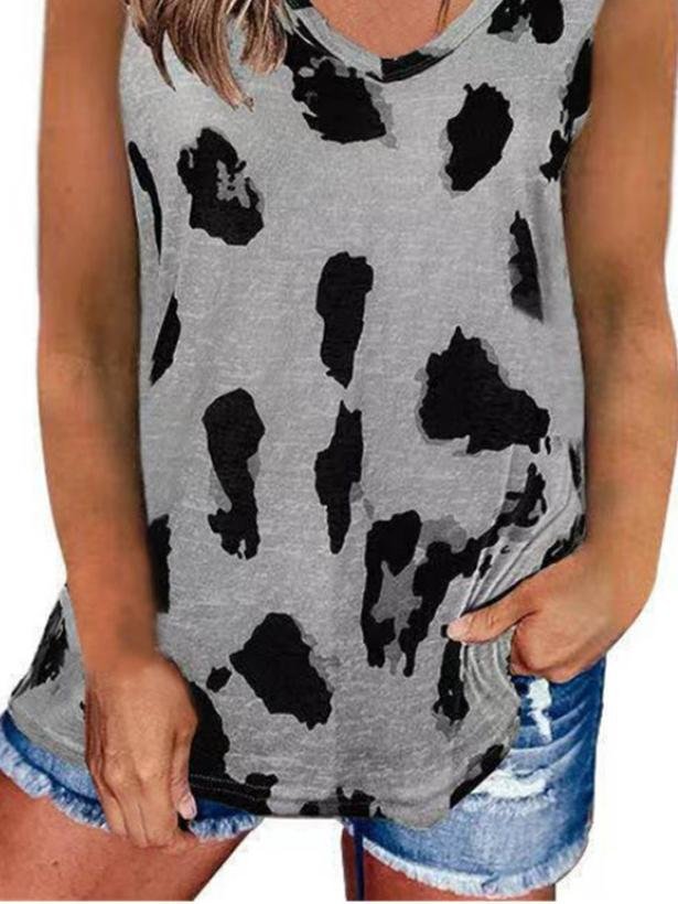 Fashion Solid Spot Print V-neck Top - INS | Online Fashion Free Shipping Clothing, Dresses, Tops, Shoes - 19/05/2021 - Color_Black - Color_Gray