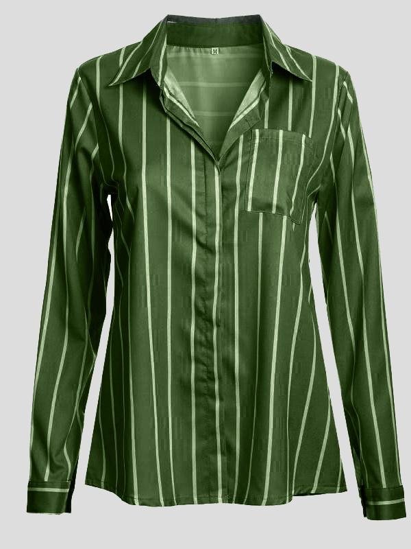 Fashion Striped Long Sleeve Lapel Shirt - Blouses - INS | Online Fashion Free Shipping Clothing, Dresses, Tops, Shoes - 18/06/2021 - 20-30 - BLO2106180121