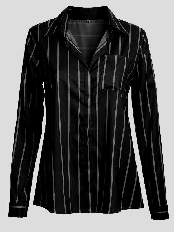 Fashion Striped Long Sleeve Lapel Shirt - Blouses - INS | Online Fashion Free Shipping Clothing, Dresses, Tops, Shoes - 18/06/2021 - 20-30 - BLO2106180121